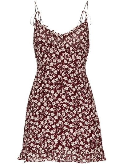 Shop Reformation Esther Floral-print Mini Dress In Red