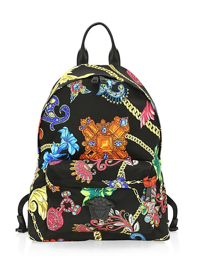 Shop Versace Jewelry Baroco Backpack In Black Multi