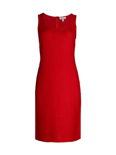 Shop St John Knit Wool-blend Tank Dress In Venetian Red