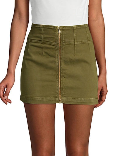 Shop Free People Virgo Zip-front Mini Skirt In Cadet Green