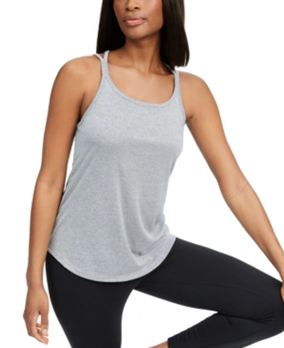 Shop Nike Women's Yoga Dri-fit Strappy-back Tank Top In Black Heather/black