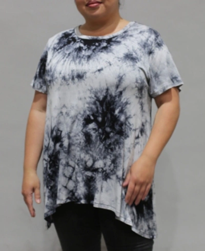 Shop Coin 1804 Women's Plus Size Tie Dye T-shirt In Black