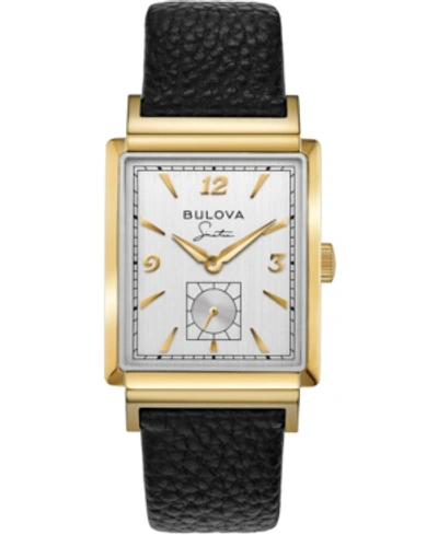 Shop Bulova Men's Frank Sinatra My Way Black Leather Strap Watch 29.5 X 47mm In White