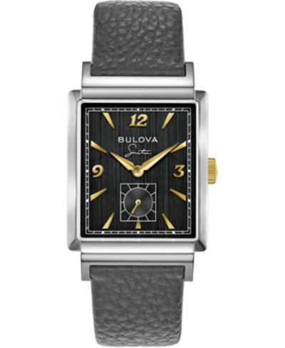 Shop Bulova Men's Frank Sinatra My Way Gray Leather Strap Watch, 29.5 X 47mm In Black