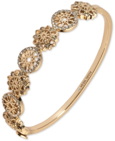 Shop Marchesa Gold-tone Crystal Openwork Disc Bangle Bracelet