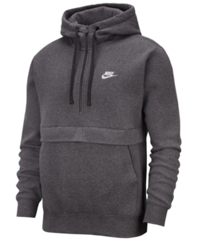 Shop Nike Men's Club Fleece Colorblocked Half-zip Hoodie In Charcoal Heather