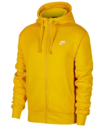 Shop Nike Men's Club Fleece Full-zip Hoodie In Dark Sulfur