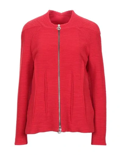 Shop Giorgio Armani Woman Cardigan Red Size 2 Virgin Wool, Acrylic, Polyamide, Elastane