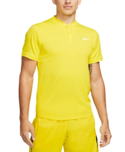 Shop Nike Men's Court Dry Blade-collar Tennis Polo In Opti Yellow/white