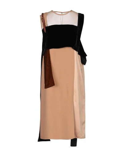 Shop Burberry Woman Midi Dress Camel Size 6 Silk, Viscose, Calfskin In Beige