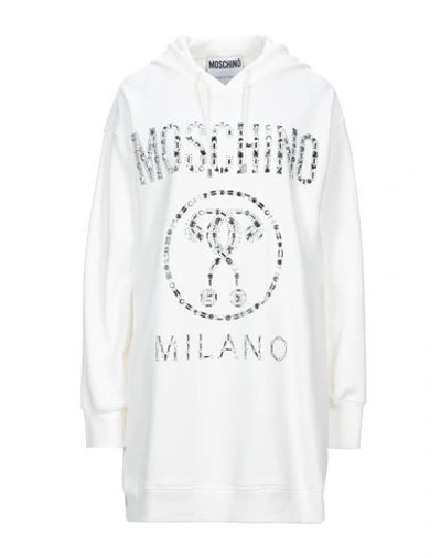 Shop Moschino Woman Mini Dress White Size 4 Cotton, Glass