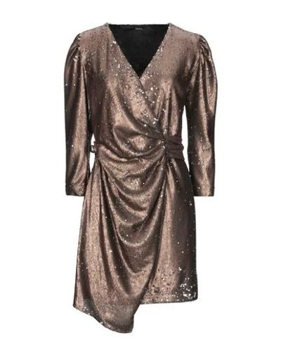 Shop Hanita Woman Mini Dress Khaki Size S Polyester In Beige
