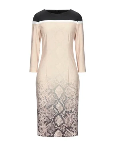 Shop Cavalli Class Woman Midi Dress Sand Size 6 Polyester, Elastane In Beige