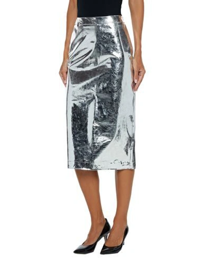 Shop Mcq By Alexander Mcqueen Midi Skirts In Platinum