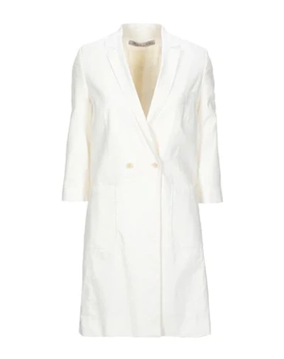 Shop Malloni Overcoats In Ivory