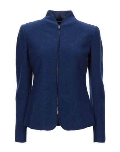 Shop Giorgio Armani Woman Blazer Blue Size 4 Wool, Cashmere, Polyester, Elastane
