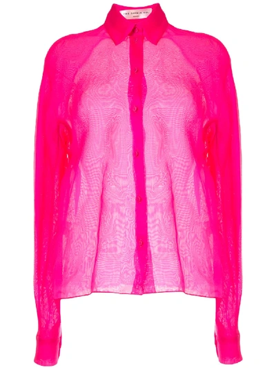 Shop The 2nd Skin Co. Long-sleeved Silk Shirt In Pink
