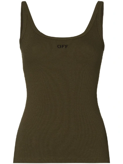 Shop Off-white Small Logo Ribbed Vest In Green