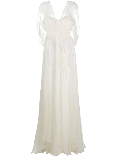 Shop Maria Lucia Hohan Brigitte Draped Silk Gown In White