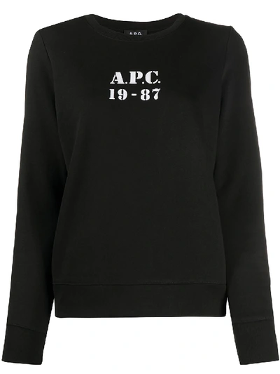 Shop Apc Logo Print Sweatshirt In Black
