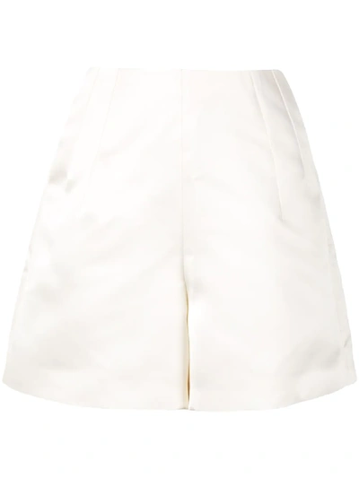 Shop Dice Kayek Satin Thigh-length Shorts In White