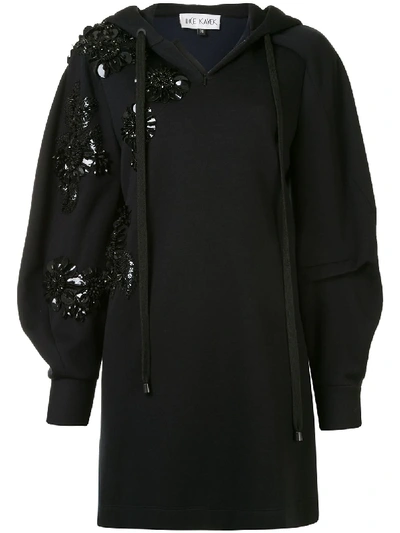 Shop Dice Kayek Jet Stone Hooded Sweater Dress In Black
