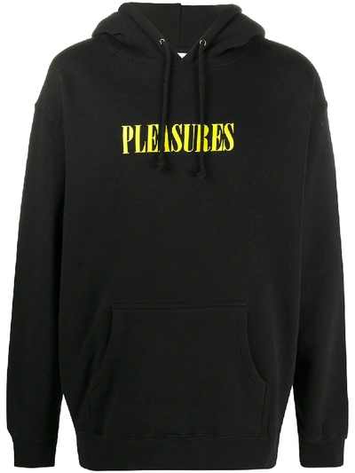 Shop Pleasures Logo-print Hoodie In Black