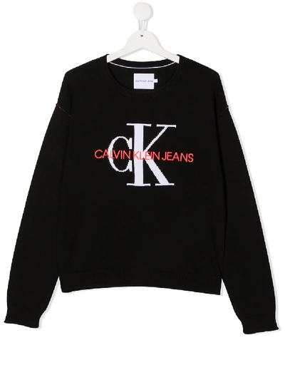 Shop Calvin Klein Teen Logo Jumper In Black