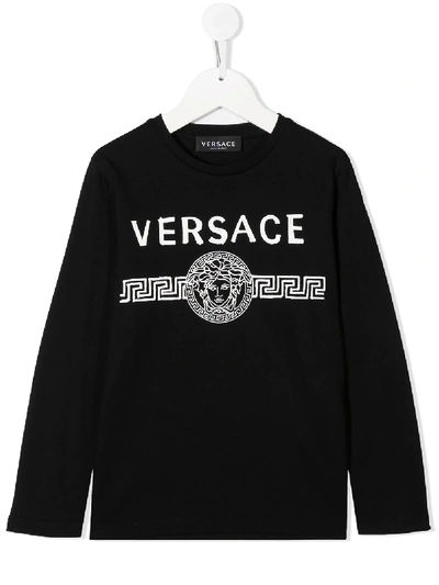 Shop Young Versace Medusa Head Logo Sweatshirt In Black