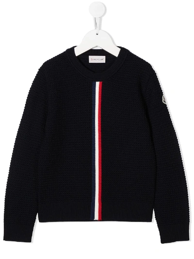 Shop Moncler Crochet Knit Wool Jumper In Blue