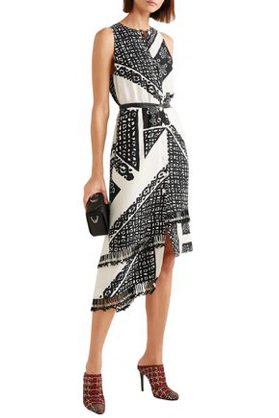 Shop Altuzarra Quartier Asymmetric Printed Silk Midi Dress In Black