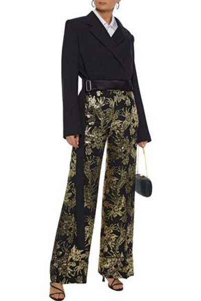 Shop Altuzarra Bani Silk-blend Brocade Wide-leg Pants In Black