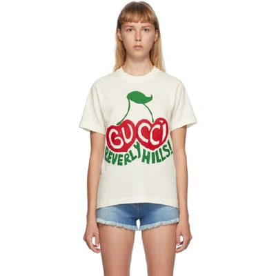 Shop Gucci Off-white Beverly Hills T-shirt In 9095 Sunlig