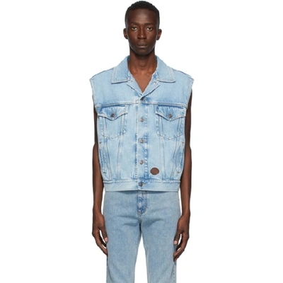 Shop Gucci Blue Denim Washed Vest In Light Blue