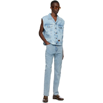 Shop Gucci Blue Denim Washed Vest In Light Blue