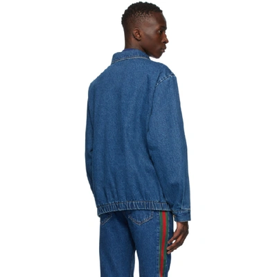 Shop Gucci Blue Denim Stone Wash Jacket In Blue Mix