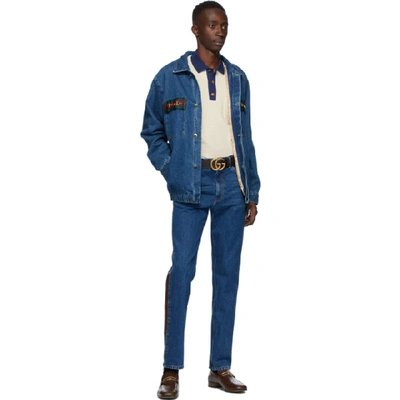 Shop Gucci Blue Denim Stone Wash Jacket In Blue Mix