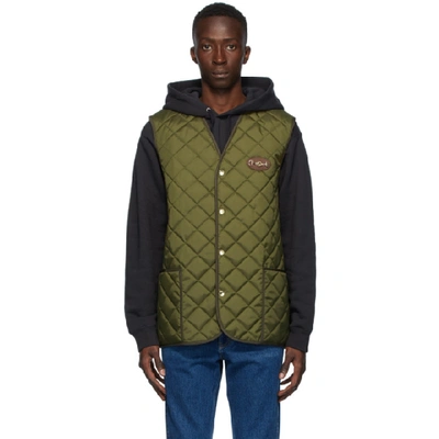 Shop Gucci Khaki Lightweight Canvas Vest In 3175 Evrgrn