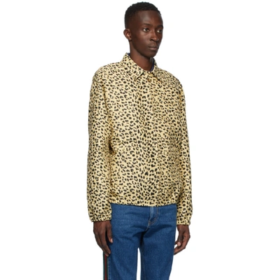 Shop Gucci Yellow & Black Leopard Jacket In Beige/black