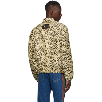 Shop Gucci Yellow & Black Leopard Jacket In Beige/black