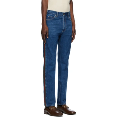 Shop Gucci Blue Marble Wash Regular Fit Jeans In 4447 Blumix