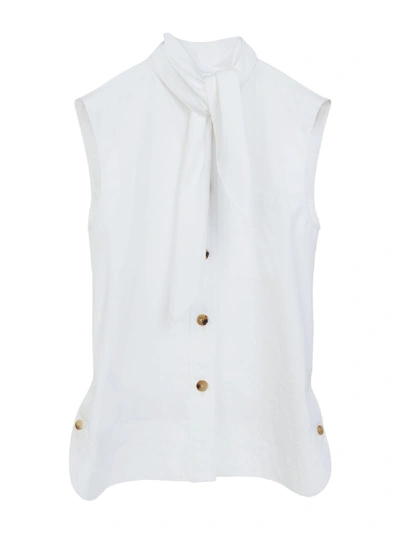 Shop Chloé White Sleeveless Cotton Shirt
