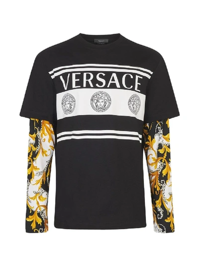 Shop Versace Barocco Print Long Sleeve T-shirt
