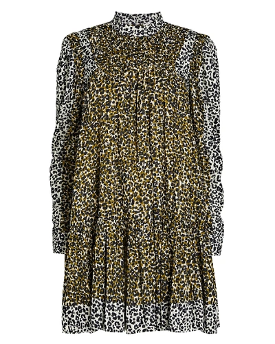Shop Ulla Johnson Amira Leopard Puff Sleeve Dress In Multi