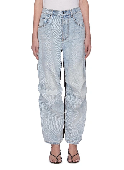 Shop Alexander Wang Light Wash Contrast Panelled Cargo Jeans In Blue