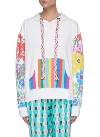 Shop Mira Mikati Rainbow Floral Print Hoodie In White