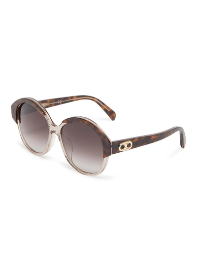 Shop Celine Fashion Show Triomphe Tortoiseshell Effect Acetate Frame Gradient Sunglasses In Brown