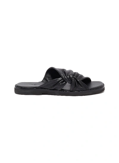 Shop Vince Marli Knotted Leather Flat Sandals In Black
