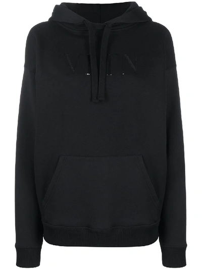 Shop Valentino Vltn Print Hoodie In Black