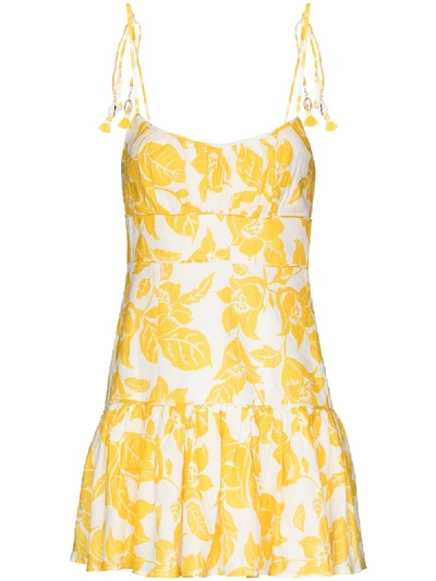 Shop Zimmermann Bells Ruffled Floral-print Mini Dress In Yellow